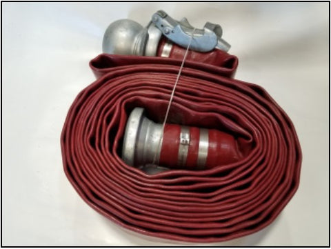 Red PVC Discharge Hose Assemblies with Banded Male and Female Bauer Fittings